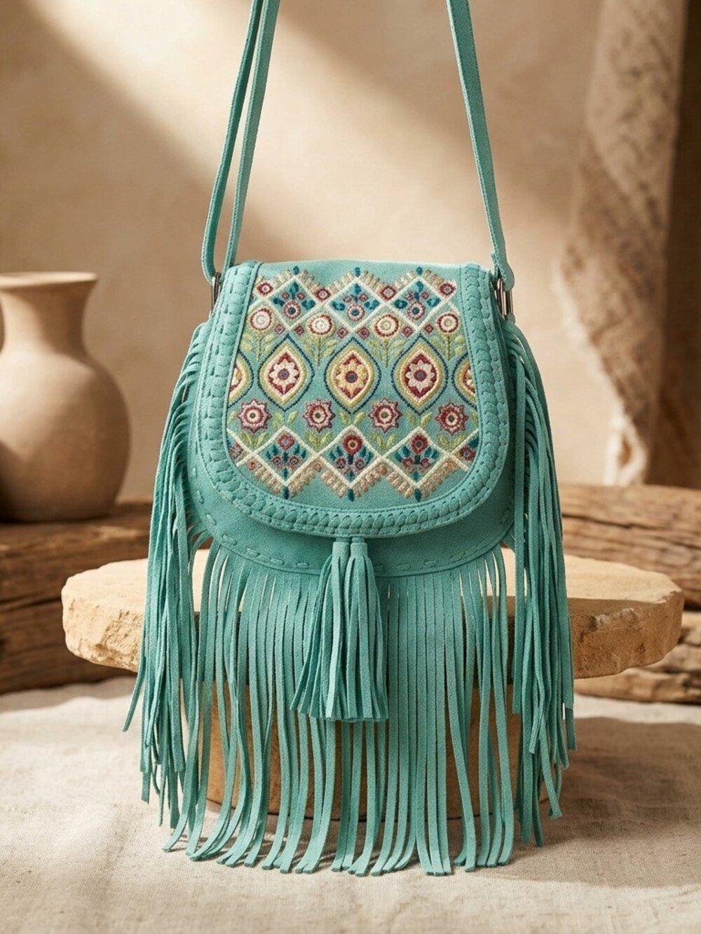 Myra Mojave Meadow Leather Bag in Turquoise